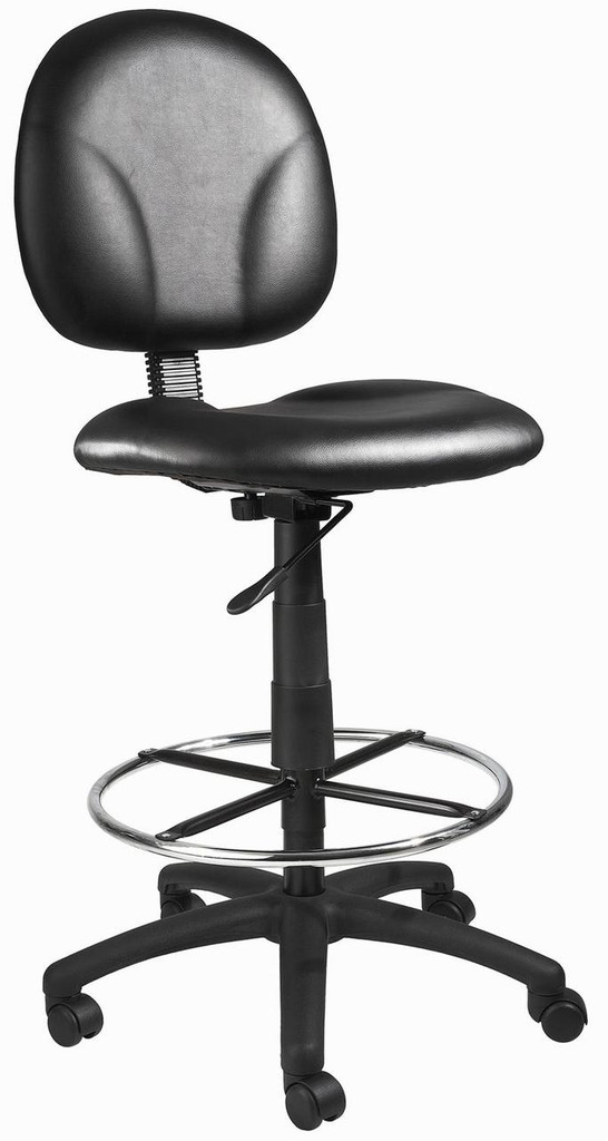 BOSS Office Chair BLACK CARESSOFT DARFTING STOOLS W/FOOTRING