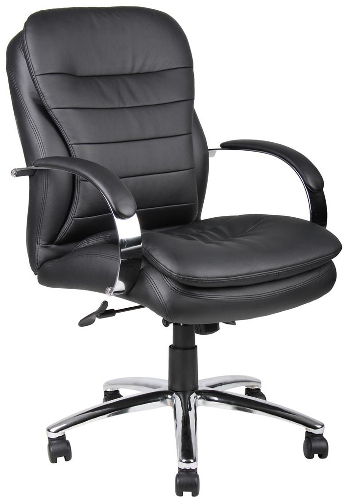 BOSS Furniture MID-BACK CARESSOFT PLUS EXEC CHAIR WITH CHROME BASE