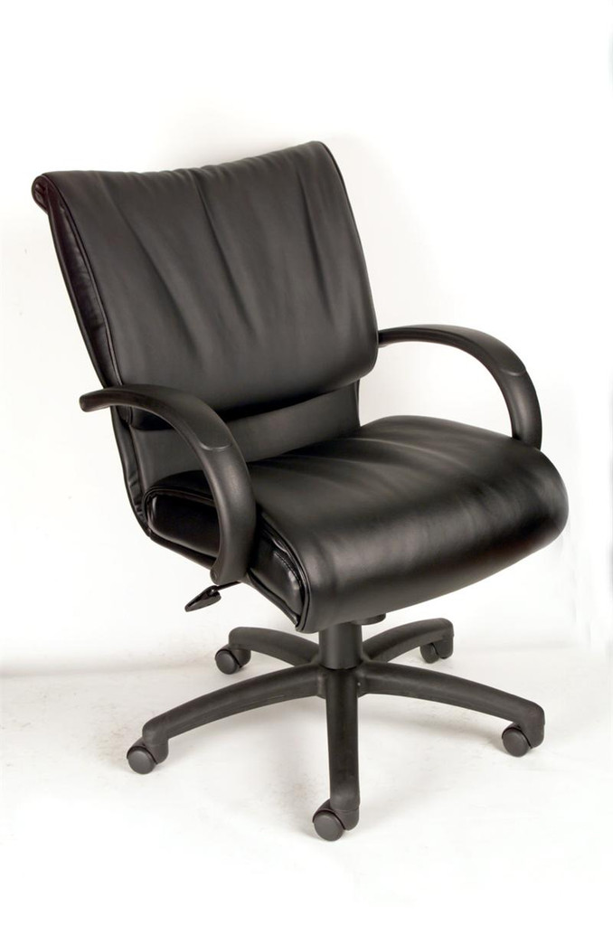 BOSS MID BACK BLACK LEATHER PLUS(LF-0005) CHAIR