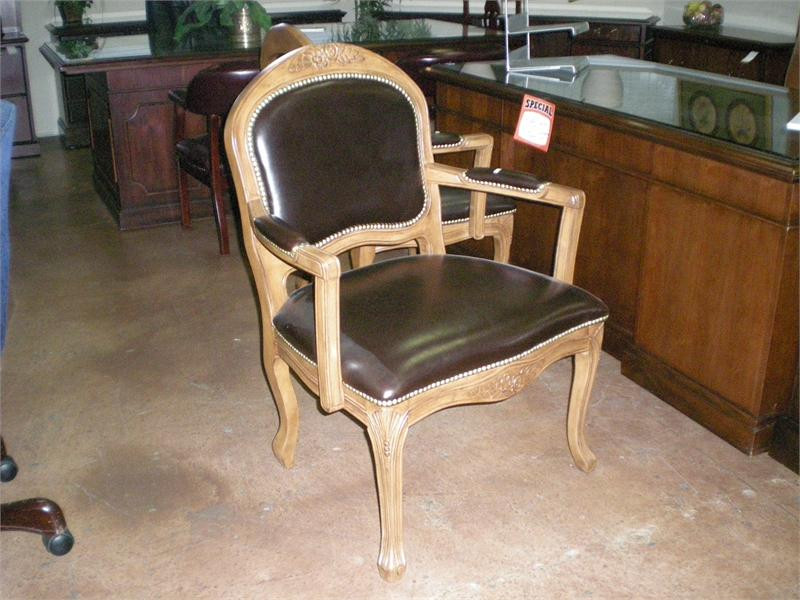 ARM REST CHAIR WOOD ARM LEATHER SEAT AND BACK VICTORIAN STYLE