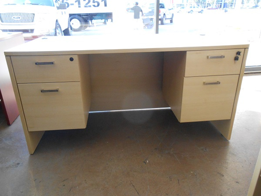 New Cherryman Maple Double Pedestal Desk with Hanging File