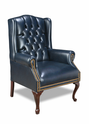 High Back Traditional Blue Leather To The Touch