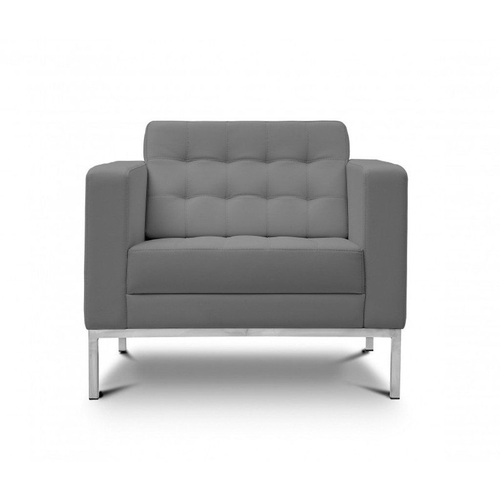 Piazza Grey Leather Lounge Chair