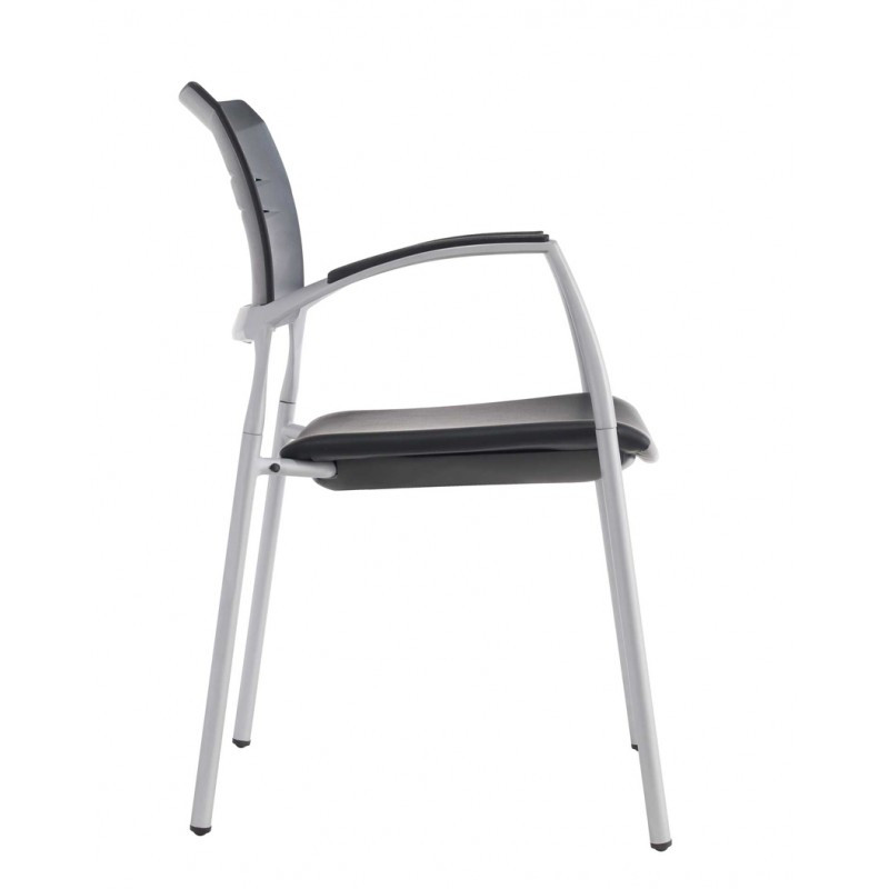 Slim Visitor Black Chair (Chrome)