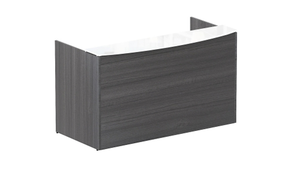 Reception desk shell white glass top