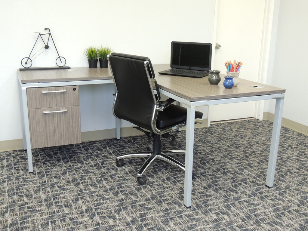 L-shape desk with hanging file