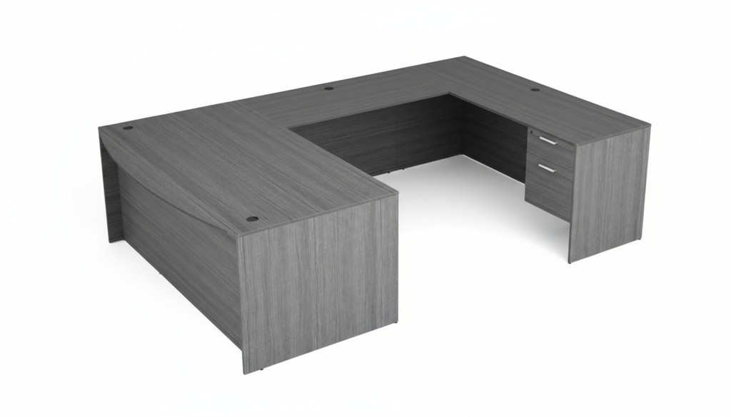 KUL Bow Front U-Shape Desk  71×108 w/ 2BF Ped