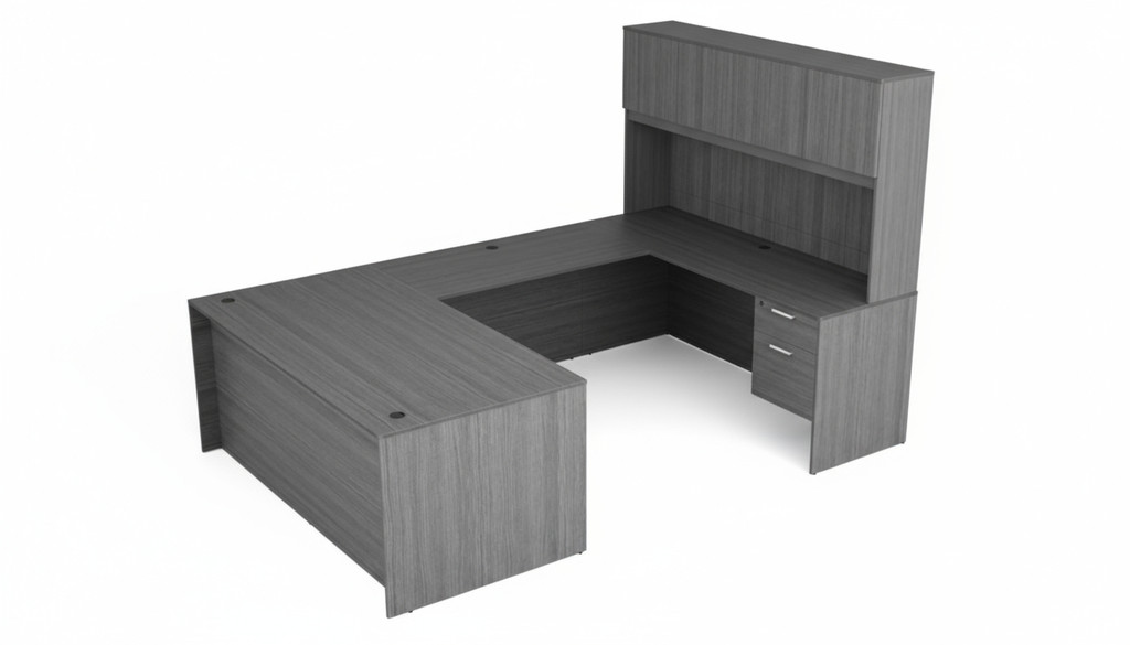 KUL U-Shape Desk   +  Hutch (Wood Doors) w 2 BF Ped