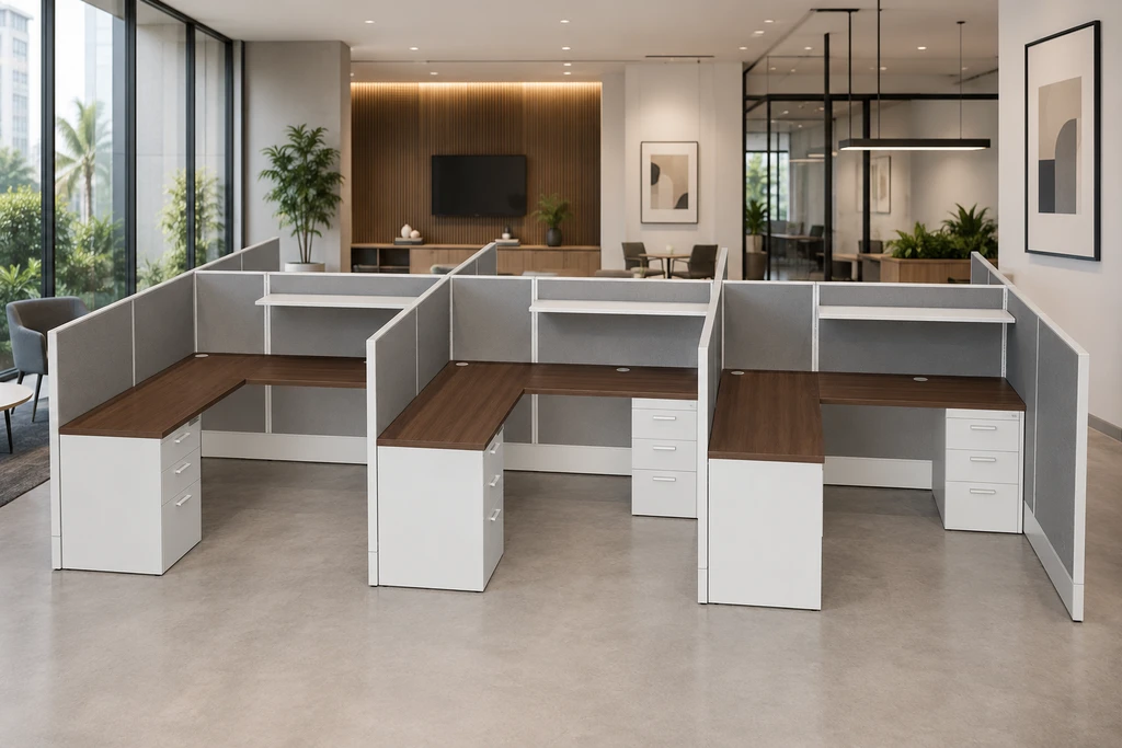 AIS Divi Fast Track 6-Pod Cubicle Workstations 6x6 with 50" Panels | Orlando Office Furniture 
