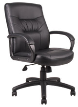 BOSS Chair MID-BACK LEATHER PLUS PADDED ARM EXECUTIVE CHAIR