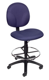 BOSS Office Chair BLUE FABRIC DAFTING STOOLS W/FOOTRING