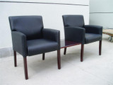 BOSS Office Products MI-BACK BLK CARESSOFT W/MAHOGANY FINISH GUEST CHAIR