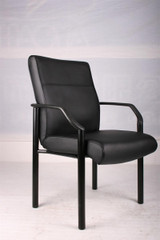 BOSS Office Products METAL 4 LEGS SIDE CHAIR IN LEATHER PLUS