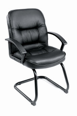 BOSS Chair MID BACK EXEC. LEATHER PLUS(LF-0005) W/SLED BASE