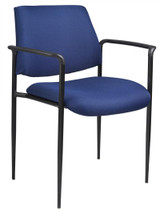 BOSS SQUARE BACK CUSHION DIAMOND STACKING CHAIR W/ARM (BLUE)