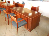 Traditional Desk, Credenza, and Chair set of (6)