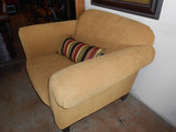 Tan Cloth Reception Sofa and Loveseat Set