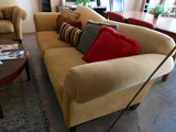 Tan Cloth Reception Sofa and Loveseat Set