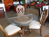 60' Rob and Stuckey Dining Room Table with Beveled Glass Top and (5) Chair set