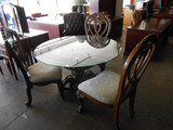 60' Rob and Stuckey Dining Room Table with Beveled Glass Top and (5) Chair set