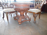 60' Rob and Stuckey Dining Room Table with Beveled Glass Top and (5) Chair set