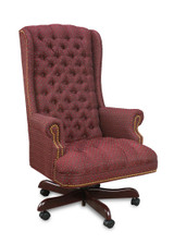 Traditional High Back Red Cloth Upholstered Button Back