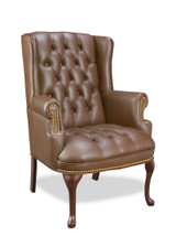 Traditional Executive Brown High Wing Button Back Chair