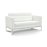 Piazza White Leather Love Seat