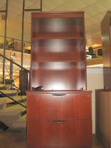 Steelcase wood 2 drawer lateral w/2 shelf hutch