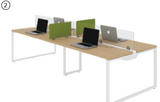 Side and/or front screens to define spaces.