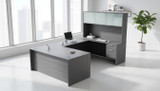 KUL U-Shape Desk + Hutch (Glass Doors) w 2 BF Ped 