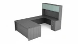 KUL U-Shape Desk  + Hutch (Glass Doors) w 1BBF And 1FF Ped