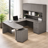 KUL D-Top U-Shape Desk   71×102  + Hutch (Wood Doors) w 1FF And 1 Mobile Ped BF 