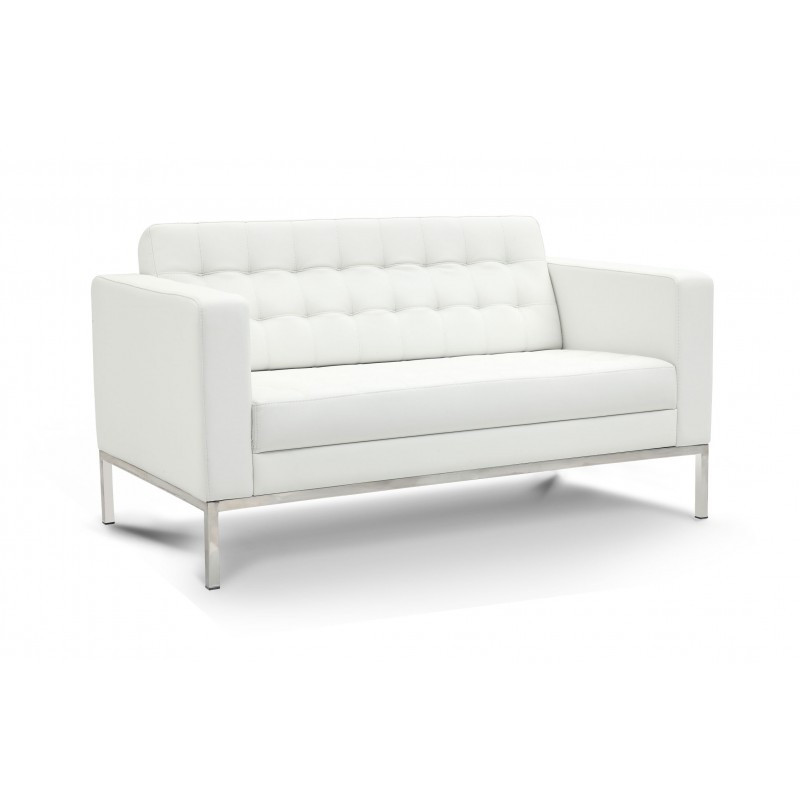 Piazza White Leather Love Seat Orlando Office Furniture