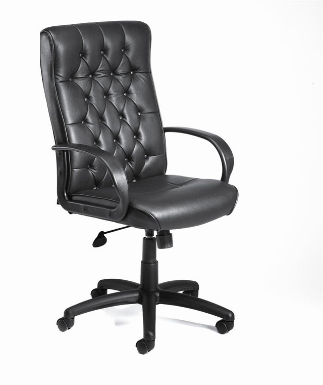 BOSS Office Furniture HIGH BACK BLACK LEATHER PLUS CHAIR