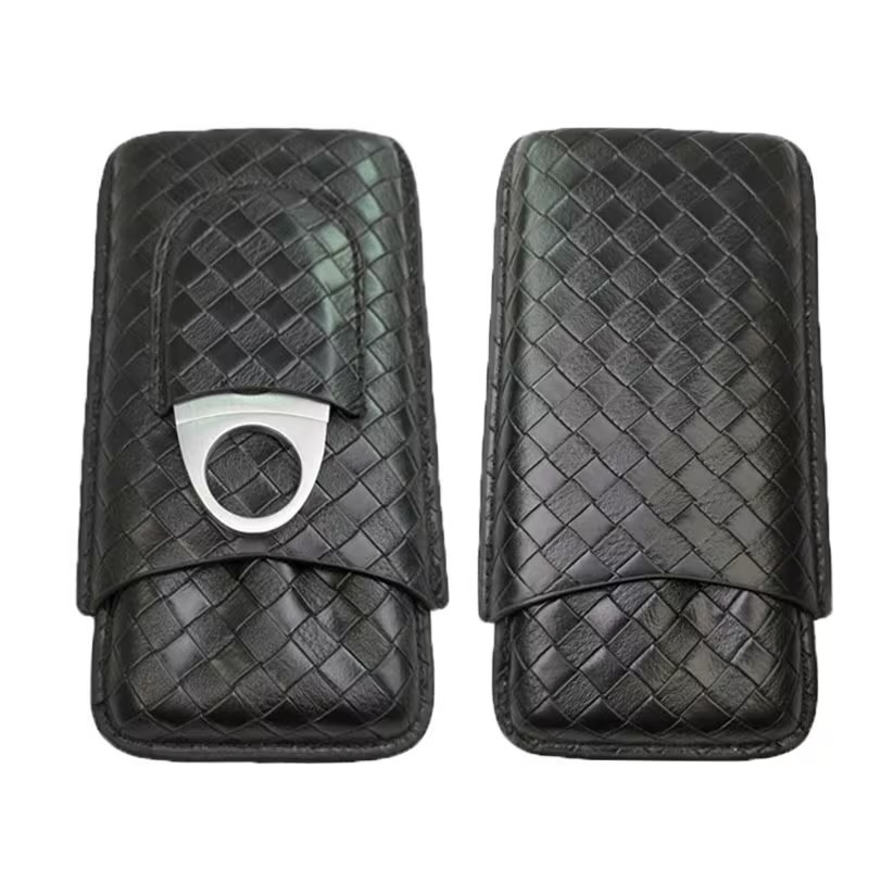 Cigar Case - Weave pattern + Cutter