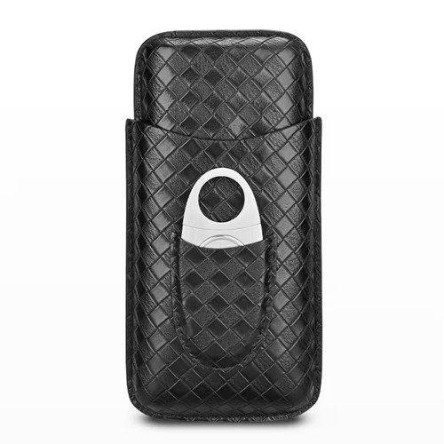 Cigar Case - Weave pattern + Cutter