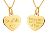 Personalised Gold Heart Necklace, Front and Back Engraving