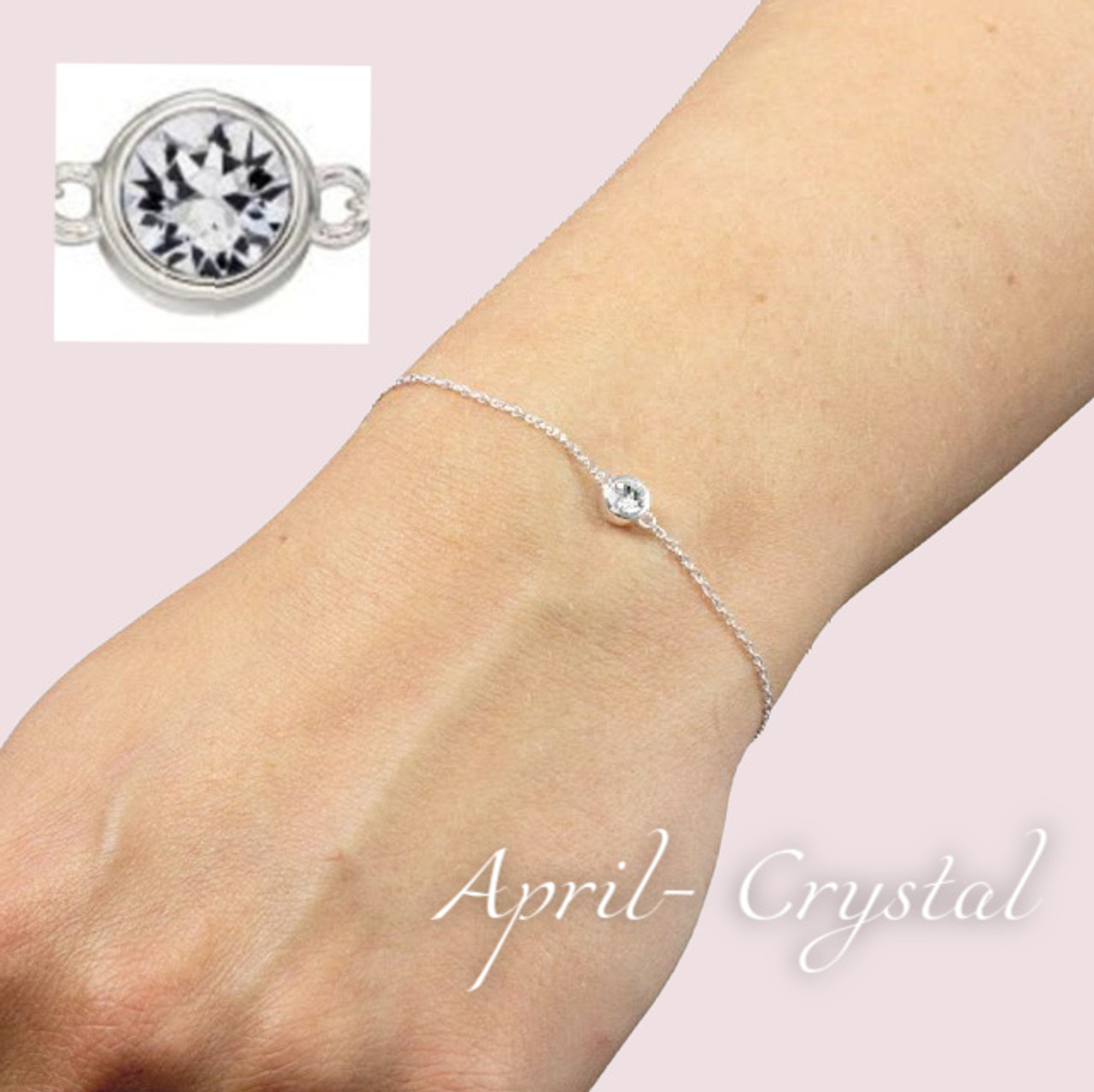 ★rosemont★ SILVER bracelet (April birthstone) RC0344 April Birthstone Bracelet, Sterling Silver - CONNIK JEWELLERY