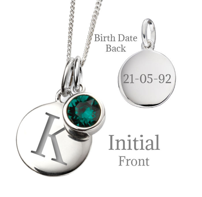 May Birthstone Necklace, Personalised, Sterling Silver, Swarovski