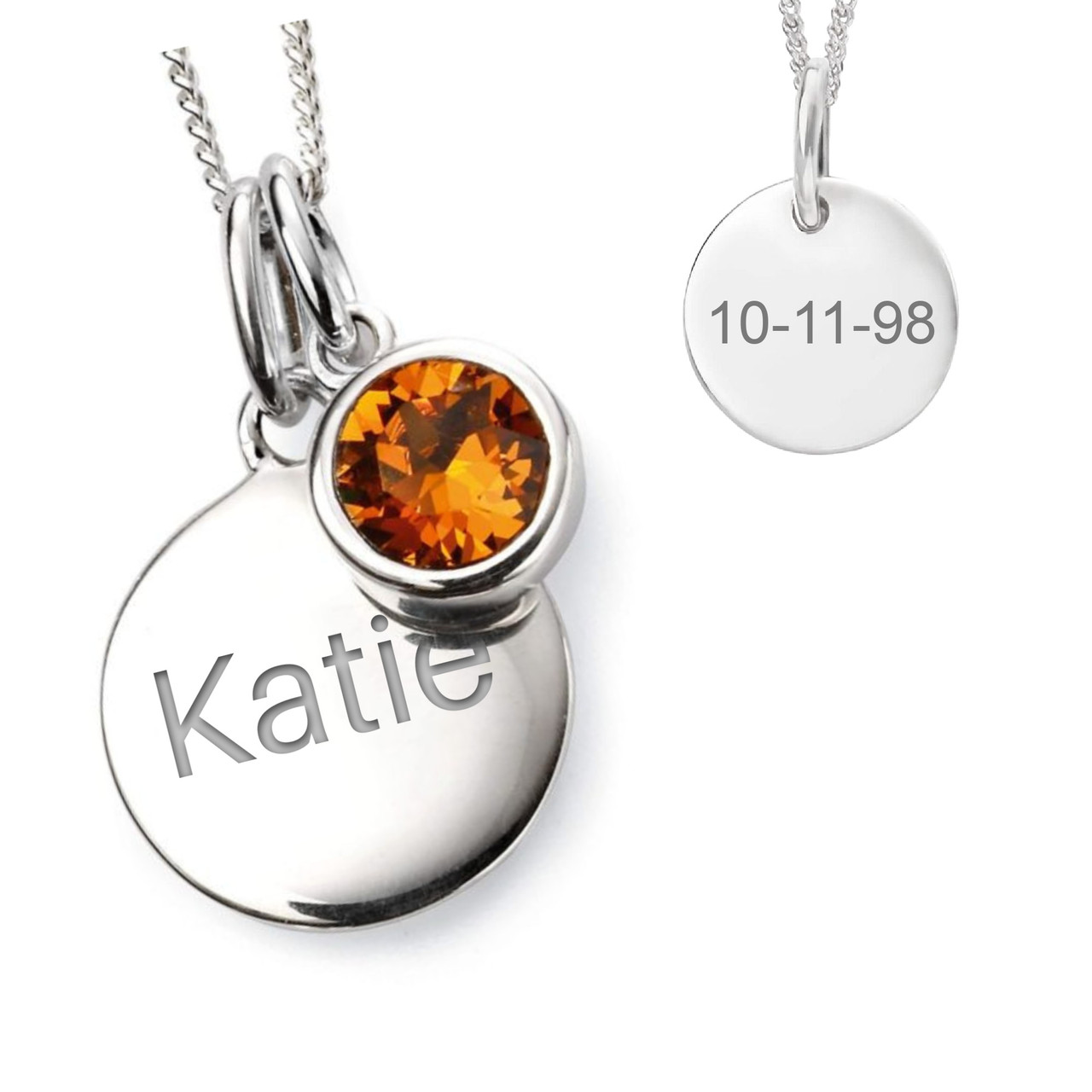 November Birthstone Necklace, Swarovski Crystal, Personalised