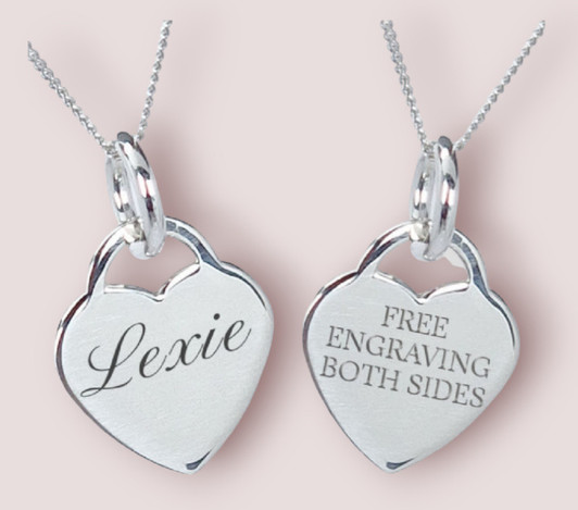 Solid Silver Personalised Heart Necklace.
