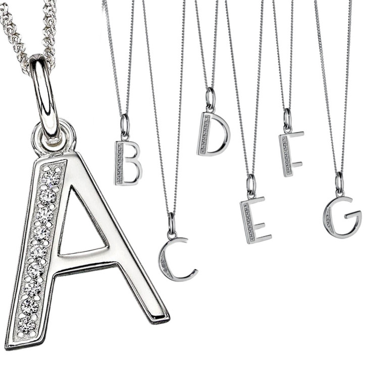 Initial Letter Necklace, Sterling silver