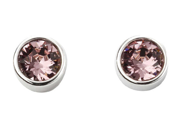 June Birthstone Earrings, Sterling Silver Studs