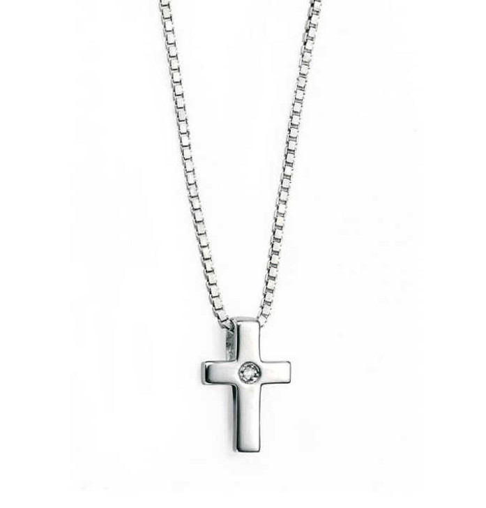 Silver Cross Necklace, D For Diamond