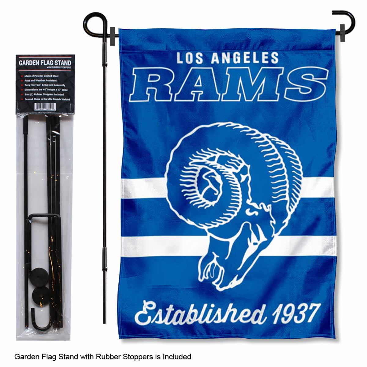 Los Angeles Rams Retro Garden Banner and Flag Stand - State Street Products