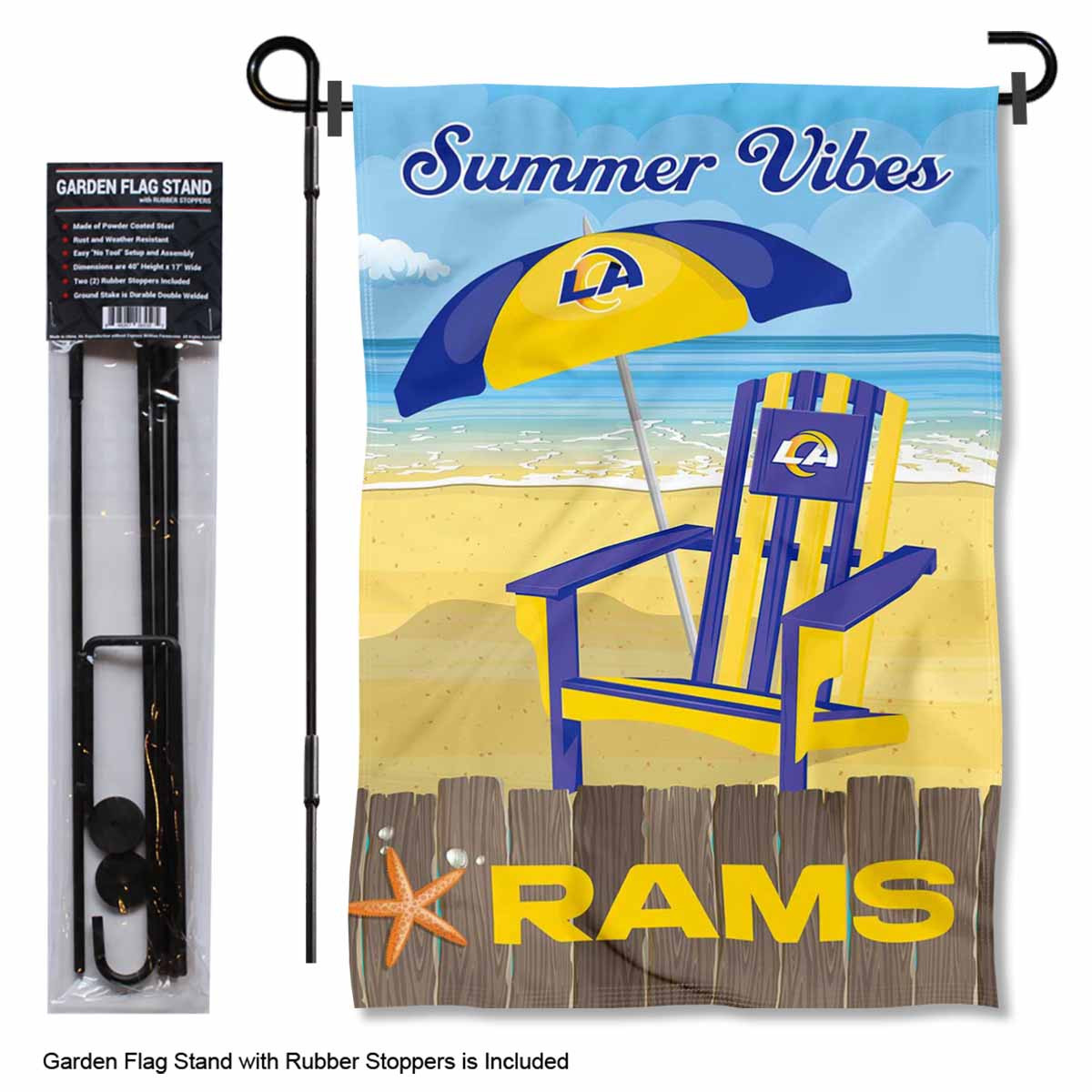 Bandiera Los Angeles Rams Sir Saint Con Ventosa – Stendardo Da Finestra Ufficiale 30,5x45,7 Cm