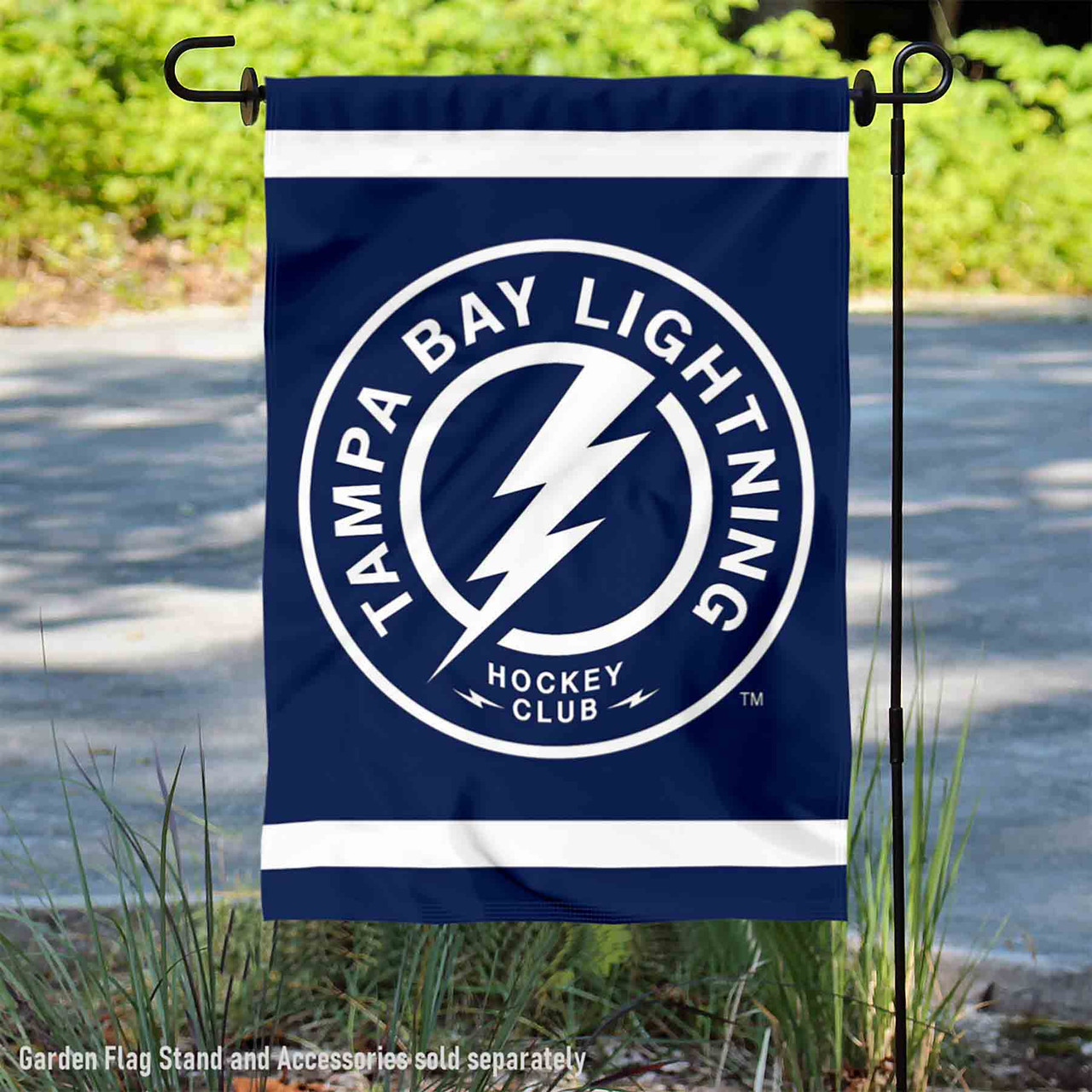 WinCraft Tampa Bay Lightning Circle Logo Garden Flag & Pole Stand Set - 12.5x18 Inch Double-Sided, Yard Decor
