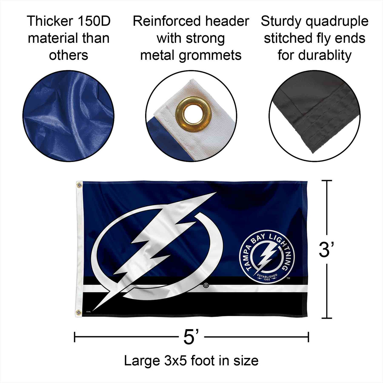 Tampa Bay Lightning Logo Insignia 3x5 Flag State Street Products
