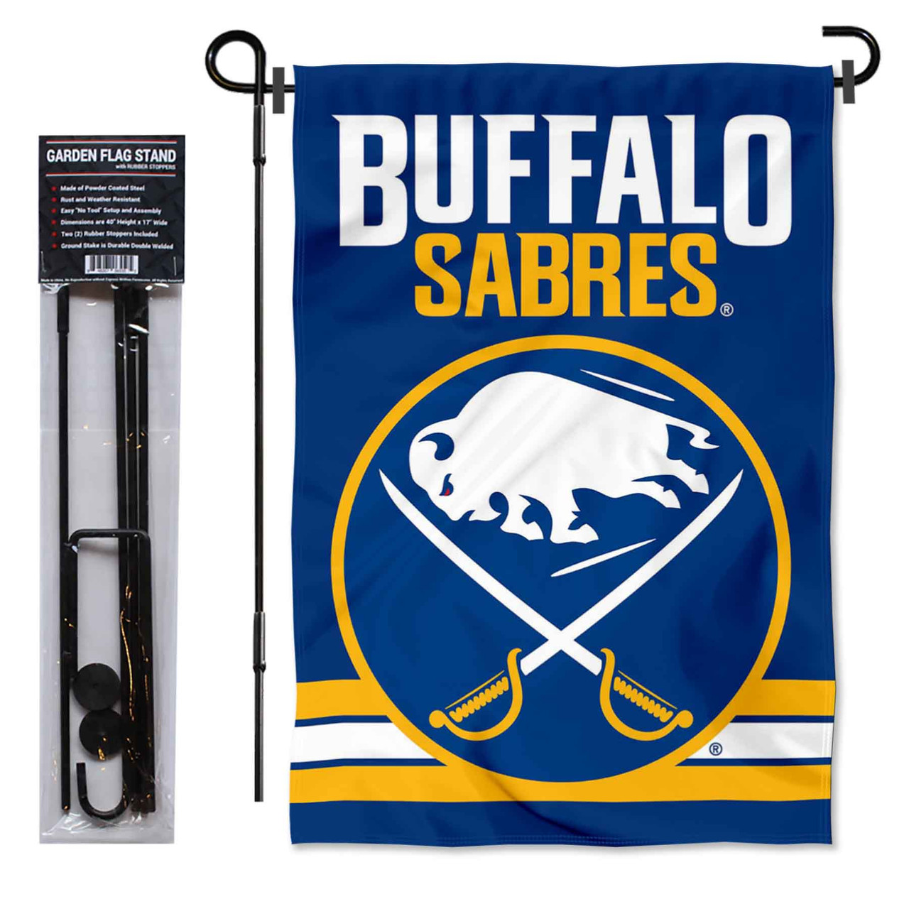 Buffalo Sabres New Logo Garden Banner and Flagpole Holder Stand - State ...